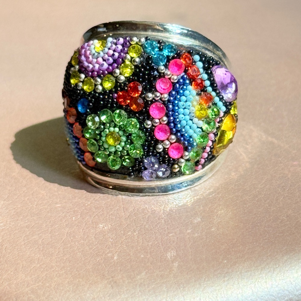 Colorful Sparkling Mosaico Crystal Ring Sterling Silver NWOT - Picture 7 of 10